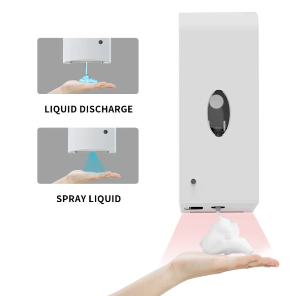 White automatic sensor soap dispenser liquid spray two dispensing modes suitable for various liquid or sanitizer types