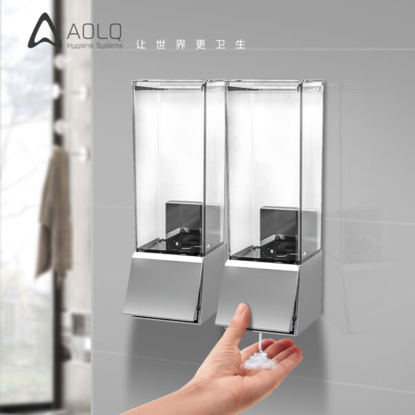 Aolo liquid soap dispenser in bathroom with auto dispensing feature