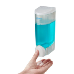 Mini Liquid Soap Dispenser in Restroom with Manual Dispensing Feature