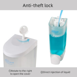 White liquid soap dispenser white plastic wall mounted bathroom anti theft lock