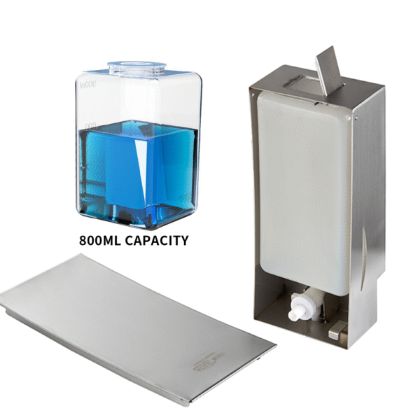 Stainless steel manual soap dispenser with an 800ml internal refillable bottle