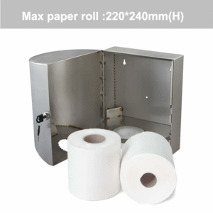 Stainless steel center pull paper towel dispenser is 313 with vandal proof lock maximum paper roll size 220mm width x 240mm height